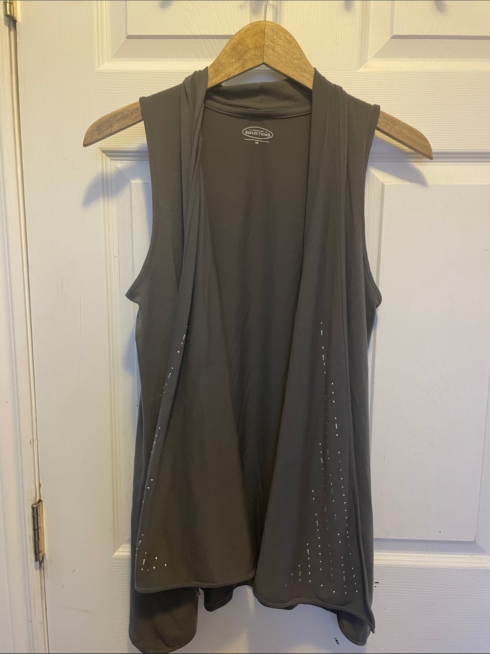 Northern Reflections Black Sleeveless Drape Vest with Stud Accents